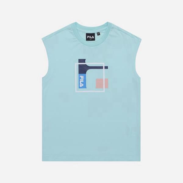 Camisetas Manga Corta Fila Niñas Turquesa - Art Crew Neck Sleeveless - España 604721IXA